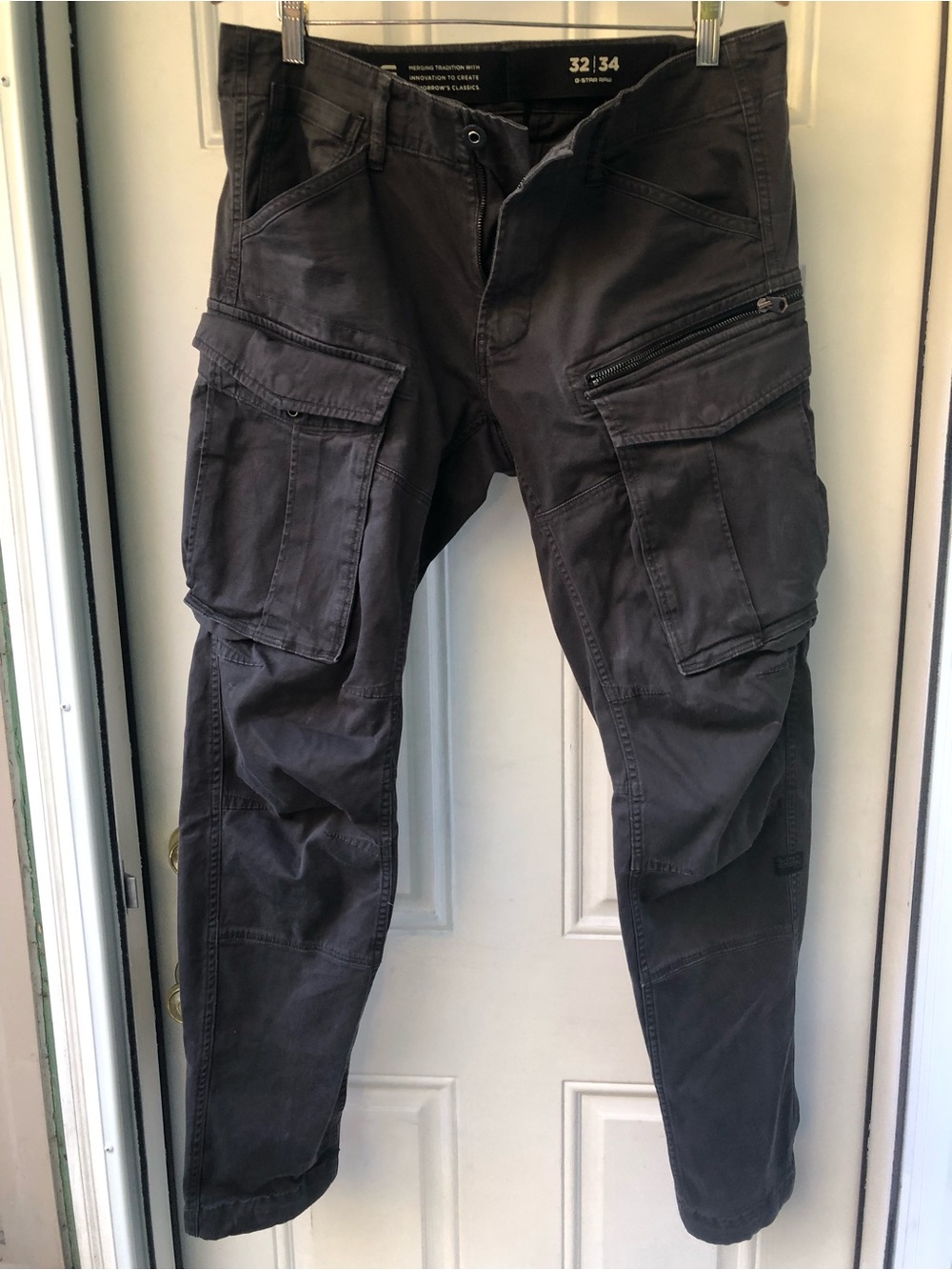 Men's G-Star Raw Rovic Zip 3D Tapered Cargo Pants Charcoal Grey